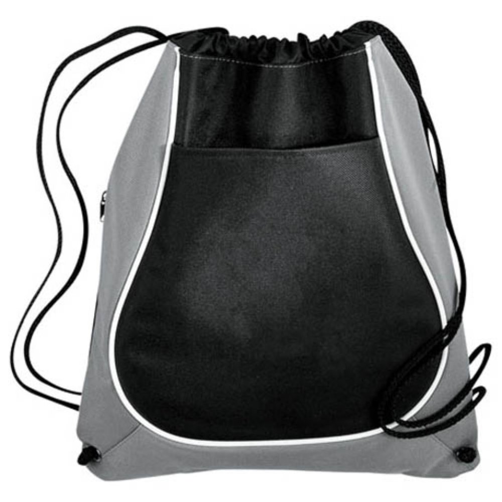 NEW Leed's Coil Cinch Bag Tote Sport Backpack Black, Gray 14.5" x 17.5" #3250-38